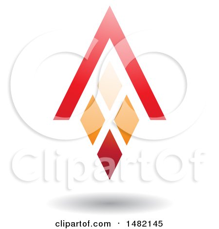 Clipart of a Red and Orange Abstract Letter a Diamond Window and House Roof - Royalty Free Vector Illustration by cidepix