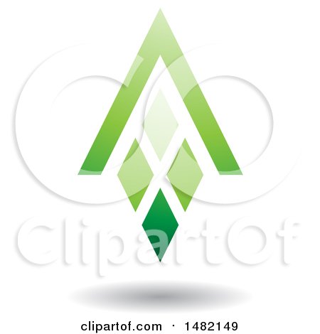Clipart of a Green Abstract Letter a Diamond Window and House Roof - Royalty Free Vector Illustration by cidepix