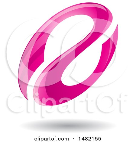 Clipart of a Floating Pink Abstract Glossy Oval Letter a Design and Shadow - Royalty Free Vector Illustration by cidepix