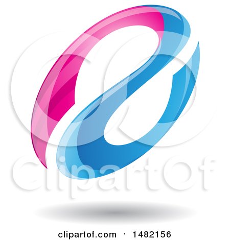 Clipart of a Floating Pink and Blue Abstract Glossy Oval Letter a Design and Shadow - Royalty Free Vector Illustration by cidepix