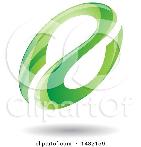 Clipart of a Floating Green Abstract Glossy Oval Letter a Design and Shadow - Royalty Free Vector Illustration by cidepix