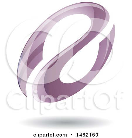 Clipart of a Floating Purple Abstract Glossy Oval Letter a Design and Shadow - Royalty Free Vector Illustration by cidepix