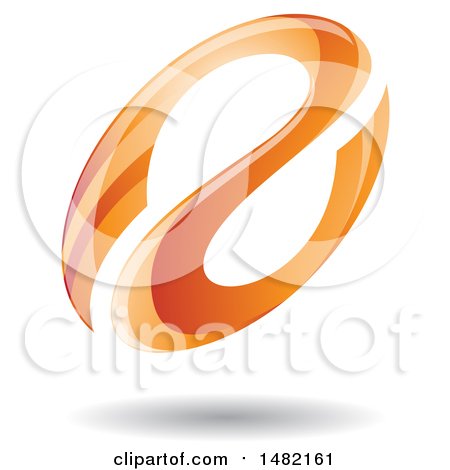 Clipart of a Floating Orange Abstract Glossy Oval Letter a Design and Shadow - Royalty Free Vector Illustration by cidepix