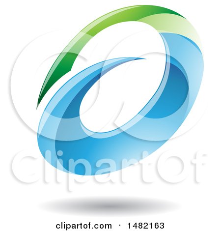Clipart of an Abstract Green and Blue Oval Letter a Design with a Shadow - Royalty Free Vector Illustration by cidepix