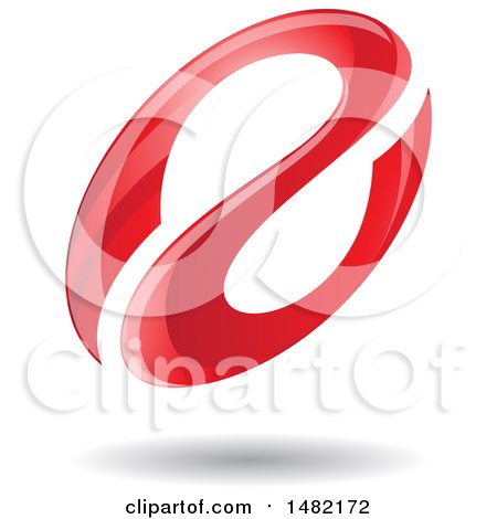 Clipart of a Floating Red Abstract Glossy Oval Letter a Design and Shadow - Royalty Free Vector Illustration by cidepix