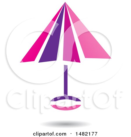 Clipart of a Floating Pink Umbrella and Shadow - Royalty Free Vector Illustration by cidepix