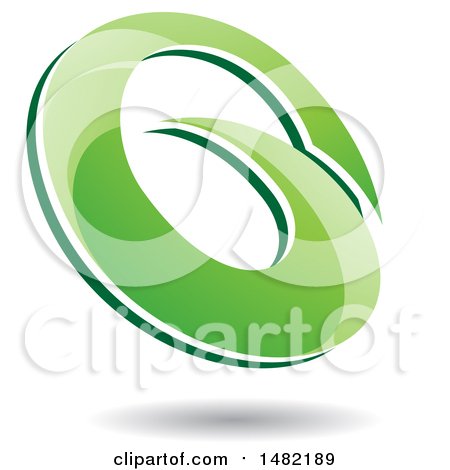 Clipart of an Abstract Green Oval Letter G Design with a Shadow - Royalty Free Vector Illustration by cidepix