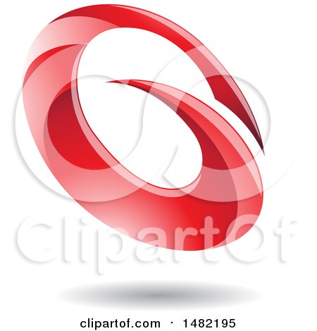 Clipart of an Abstract Red Oval Letter G Design with a Shadow - Royalty Free Vector Illustration by cidepix