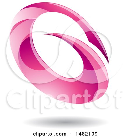 Clipart of an Abstract Pink Oval Letter G Design with a Shadow - Royalty Free Vector Illustration by cidepix