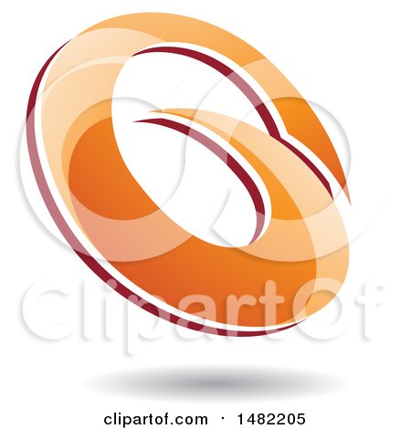 Clipart of an Abstract Orange Oval Letter G Design with a Shadow - Royalty Free Vector Illustration by cidepix
