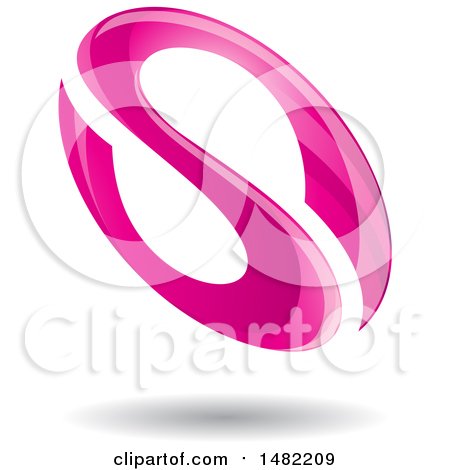 Clipart of a Floating Pink Abstract Glossy Oval Letter S Design and Shadow - Royalty Free Vector Illustration by cidepix