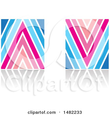 Clipart of Abstract Arrow Shaped Letter a and V Designs - Royalty Free Vector Illustration by cidepix