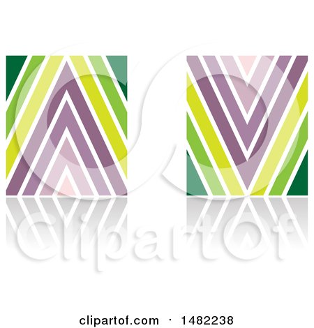 Clipart of Abstract Arrow Shaped Letter a and V Designs - Royalty Free Vector Illustration by cidepix