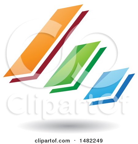 Clipart of Three Diagonal Floating Bars and a Shadow - Royalty Free Vector Illustration by cidepix