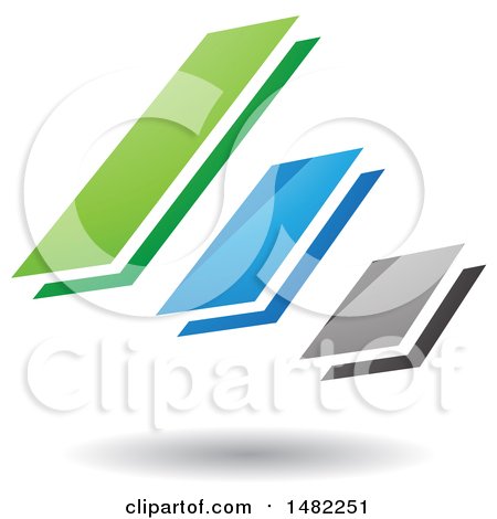 Clipart of Three Diagonal Floating Bars and a Shadow - Royalty Free Vector Illustration by cidepix