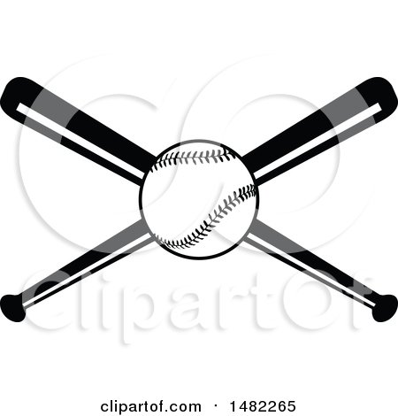 Clipart of a Baseball over Crossed Bats - Royalty Free Vector Illustration by Johnny Sajem