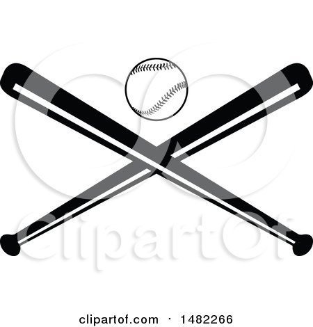 Clipart of a Baseball Above Crossed Bats - Royalty Free Vector Illustration by Johnny Sajem