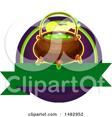 Clipart of a Halloween Witch Cauldron Label or Logo - Royalty Free Vector Illustration by Vector Tradition SM