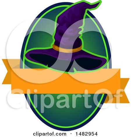 Clipart of a Halloween Witch Hat Label or Logo - Royalty Free Vector Illustration by Vector Tradition SM