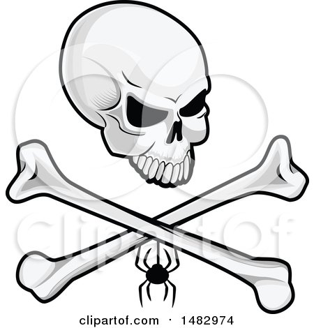 Clipart of a Skull and Crossbones with a Spider - Royalty Free Vector Illustration by Vector Tradition SM