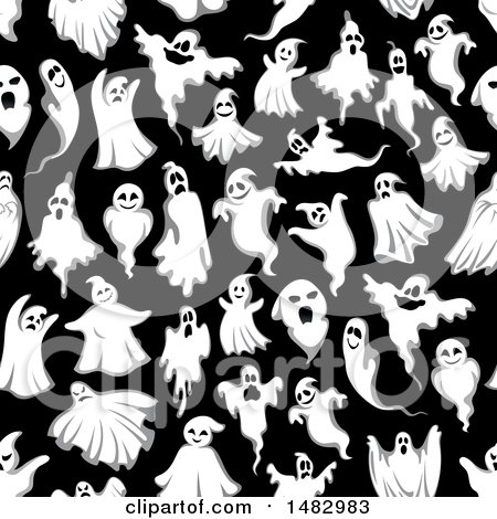 Clipart of a Halloween Seamless Ghost Background - Royalty Free Vector Illustration by Vector Tradition SM