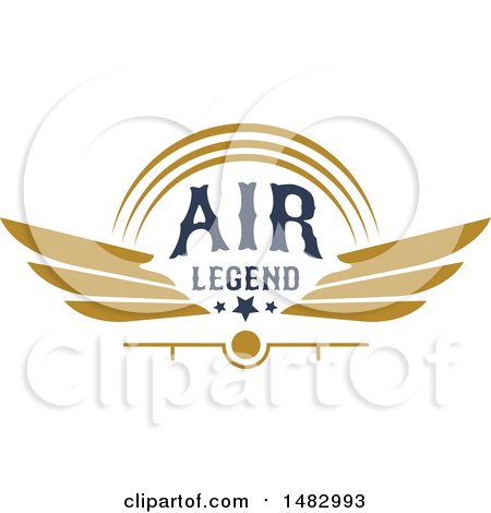 Clipart of a Tan Airplane Propeller, Wings and Text Design - Royalty Free Vector Illustration by Vector Tradition SM
