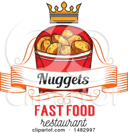 Clipart of a Sketched Carton of Chicken or Potato Nuggets - Royalty Free Vector Illustration by Vector Tradition SM
