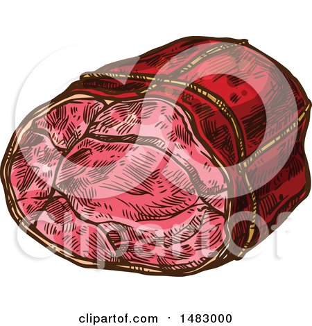 Clipart of Sketched Red Meat - Royalty Free Vector Illustration by Vector Tradition SM