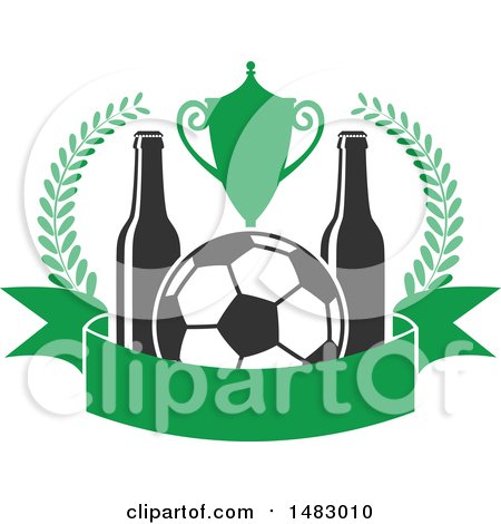 Clipart of a Soccer Ball Trophy and Beer Bottle Design - Royalty Free Vector Illustration by Vector Tradition SM