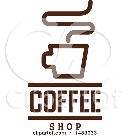 Clipart of a Brown Steamy Coffee Cup and Text - Royalty Free Vector Illustration by Vector Tradition SM