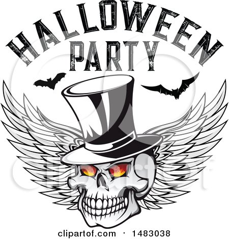 Clipart of a Winged Skull with Halloween Party Text - Royalty Free Vector Illustration by Vector Tradition SM