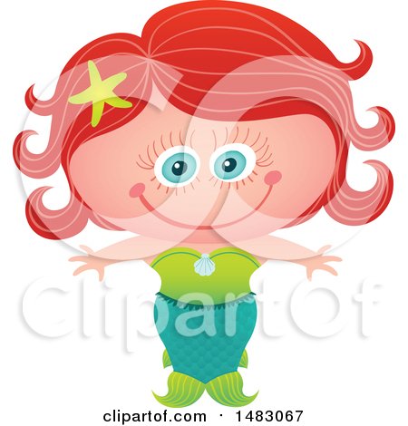 Clipart of a Girl in a Mermaid Halloween Costume - Royalty Free Vector Illustration by Zooco