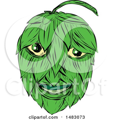 Clipart of a Sketched Hops Man - Royalty Free Vector Illustration by patrimonio