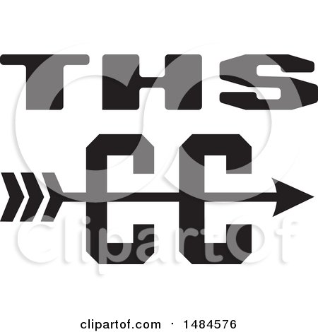 Clipart of a THS CC Cross Country Running Arrow Design in Black and White - Royalty Free Vector Illustration by Johnny Sajem