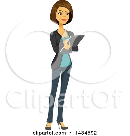 Clipart of a Happy Business Woman Writing on a Clipboard - Royalty Free Illustration by Amanda Kate
