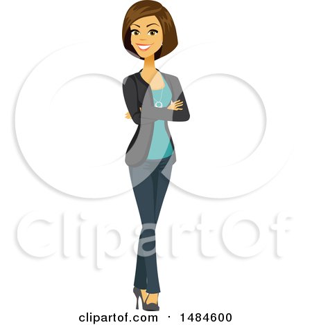 Clipart of a Happy Business Woman with Folded Arms - Royalty Free Illustration by Amanda Kate
