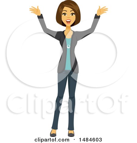 Clipart of a Happy Excited Business Woman - Royalty Free Illustration by Amanda Kate