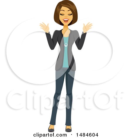 Clipart of a Happy Business Woman with Her Eyes Closed - Royalty Free Illustration by Amanda Kate