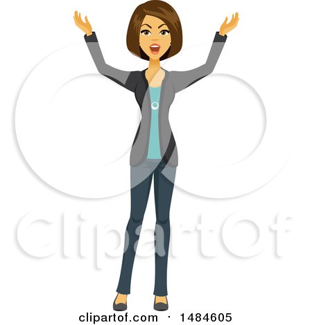 Clipart of a Frustrated Business Woman Holding Her Arms out - Royalty Free Illustration by Amanda Kate
