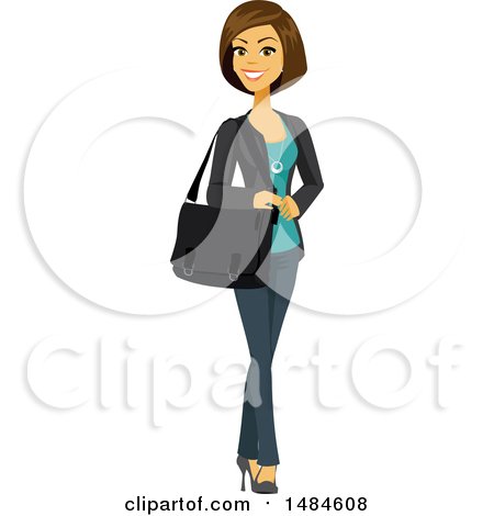 Clipart of a Happy Business Woman with a Bag on Her Shoulder - Royalty Free Illustration by Amanda Kate