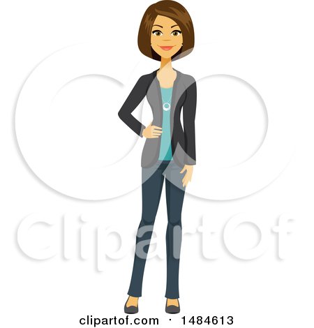 Clipart of a Happy Business Woman with a Hand on Her Hip - Royalty Free Illustration by Amanda Kate
