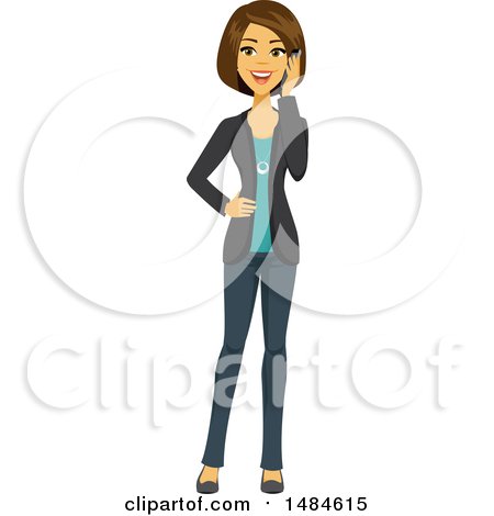 Clipart of a Happy Business Woman Talking on a Cell Phone - Royalty Free Illustration by Amanda Kate
