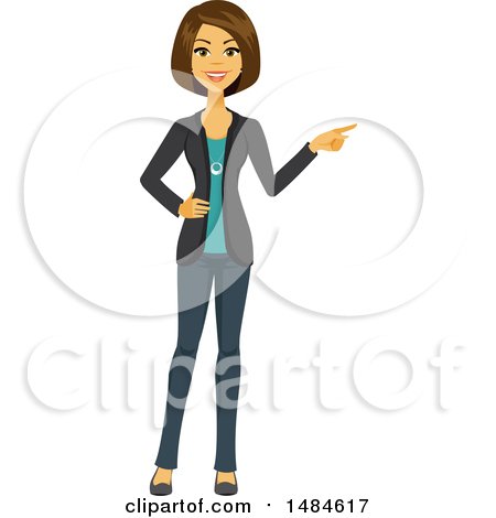 Clipart of a Happy Business Woman Pointing - Royalty Free Illustration by Amanda Kate