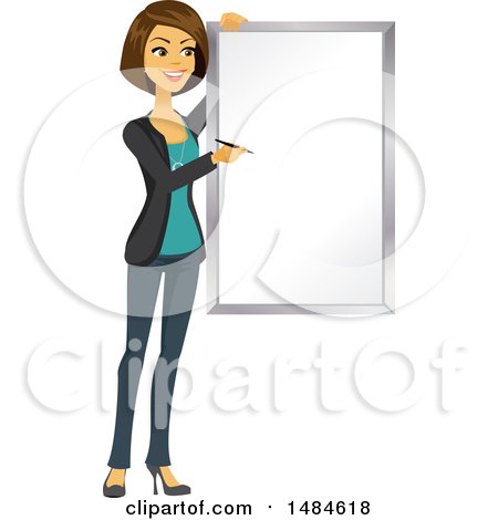 Clipart of a Happy Business Woman Writing on a Presentation Board - Royalty Free Illustration by Amanda Kate