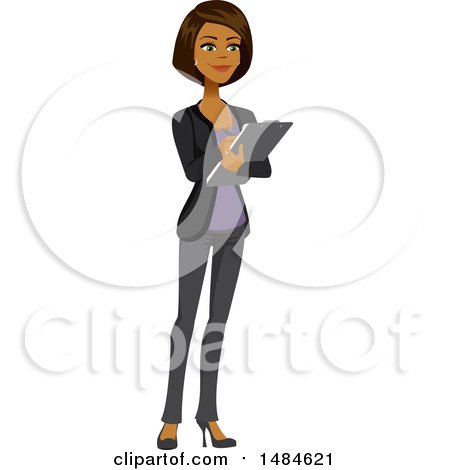 Clipart of a Happy Business Woman Writing on a Clipboard - Royalty Free Illustration by Amanda Kate