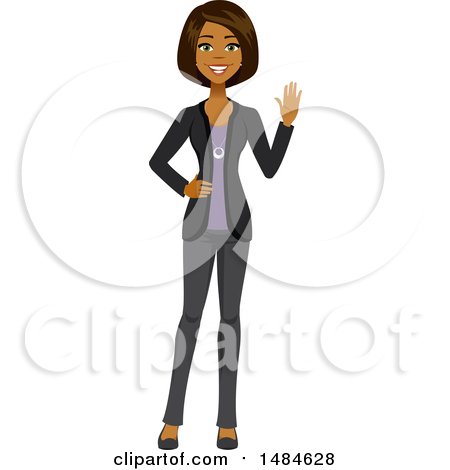 Clipart of a Happy Friendly Business Woman Waving - Royalty Free Illustration by Amanda Kate