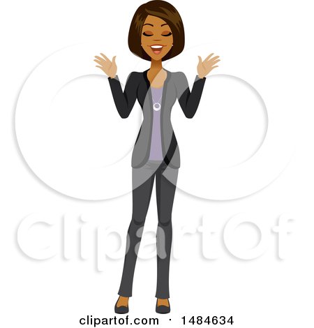 Clipart of a Happy Business Woman with Her Eyes Closed - Royalty Free Illustration by Amanda Kate