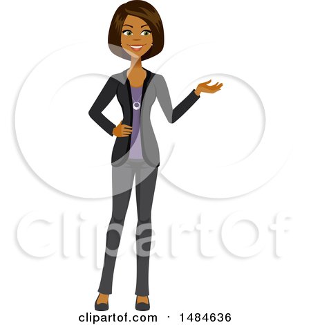 Clipart of a Happy Business Woman Presenting - Royalty Free Illustration by Amanda Kate
