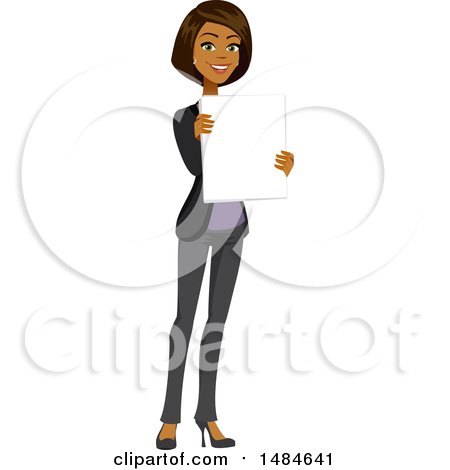 Clipart of a Happy Business Woman Holding a Blank Board - Royalty Free Illustration by Amanda Kate