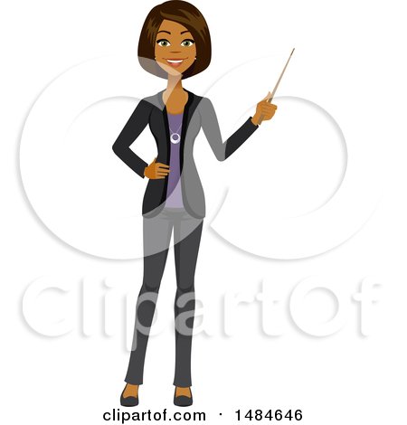 Clipart of a Happy Business Woman Holding a Pointer Stick - Royalty Free Illustration by Amanda Kate
